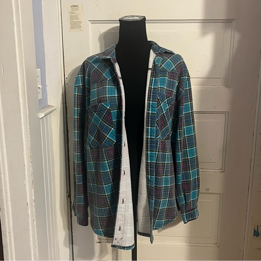 Pink and Blue Women’s Flannel - Picture 3 of 4